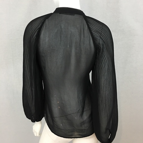 SOLD Sz Small Zara Sheer V-Neck Long Sleeve Blouse - Picture 6 of 8